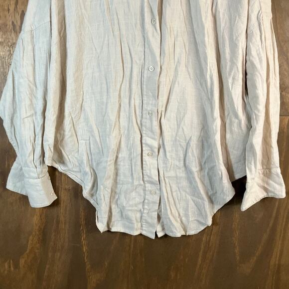 Express Womens Shirt Tan Collared Button Down Long Sleeve Loose Fit XL - Picture 3 of 12